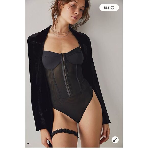 Free People x We are HAH Women Black Lace One and Done Garter Headband Scrunchie - Picture 1 of 5
